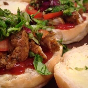 Tikka chicken chilli tomato relish and tomato salad