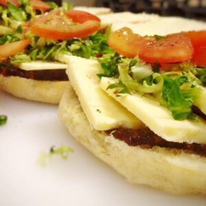 Welsh dragon cheddar cheese with pickle and tomato salad