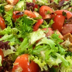 Mediterranean salad with balsamic and lemon dressing