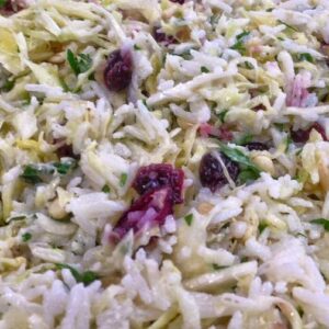 Rice salad with cranberry and pine nuts